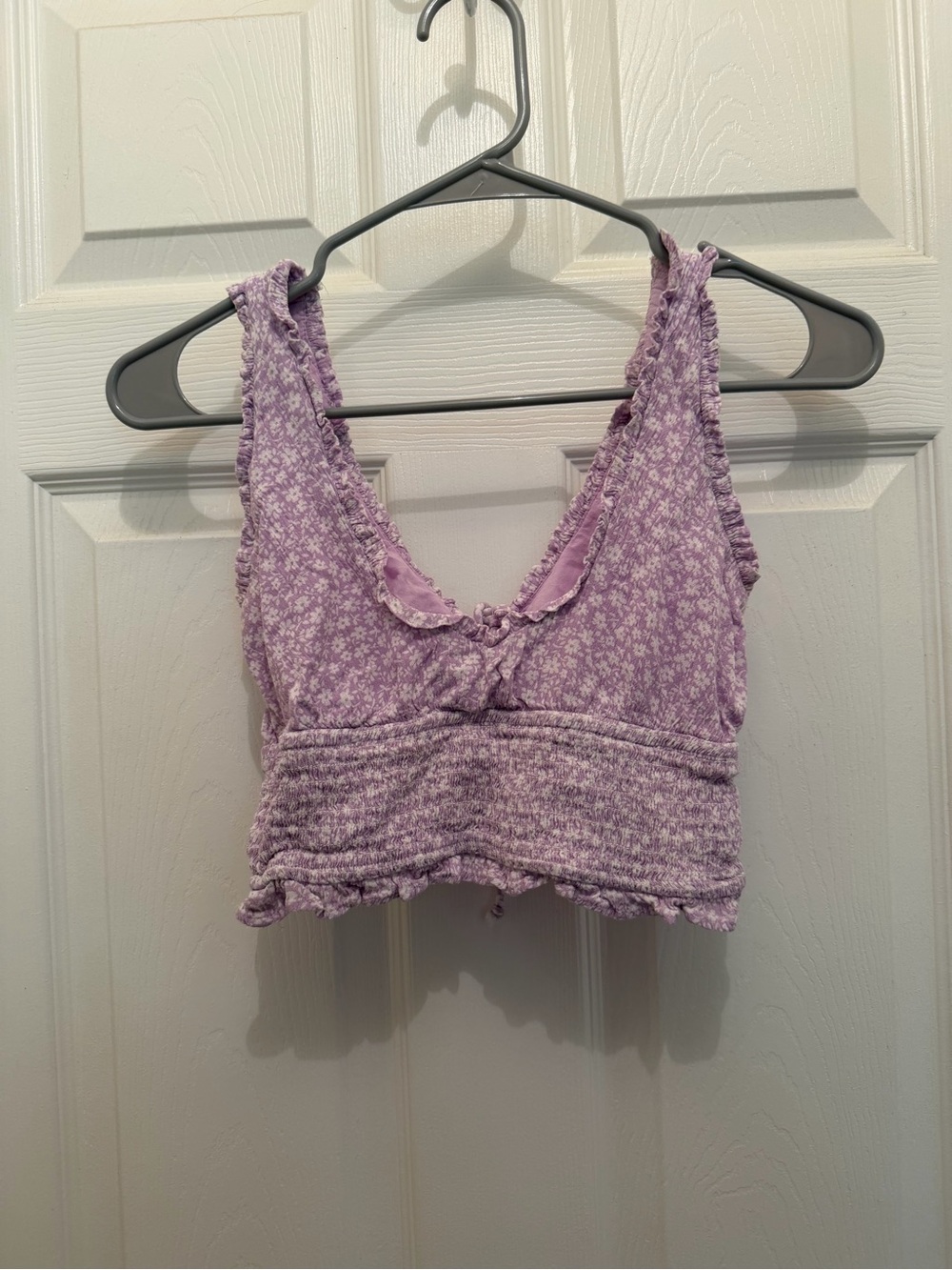 Soft Surroundings Lavender Floral Smocked Crop Top